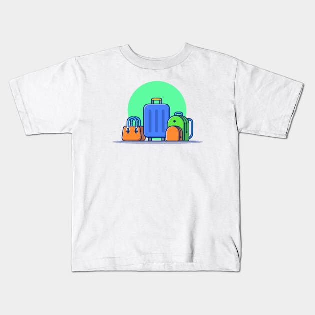 Luggage With Suitcase And Bag Kids T-Shirt by Catalyst Labs